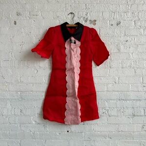 Celine 100% Silk Red Mini Shift Dress